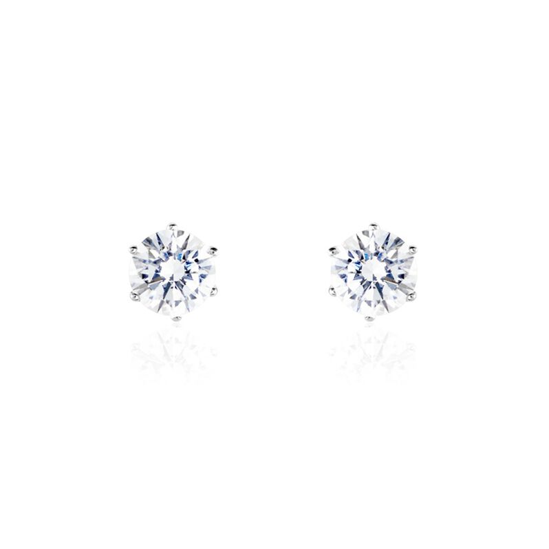 Damen Ohrstecker Weißgold 375 Zirkonia Krappe 6  - Sommerschmuck Damen | OROVIVO