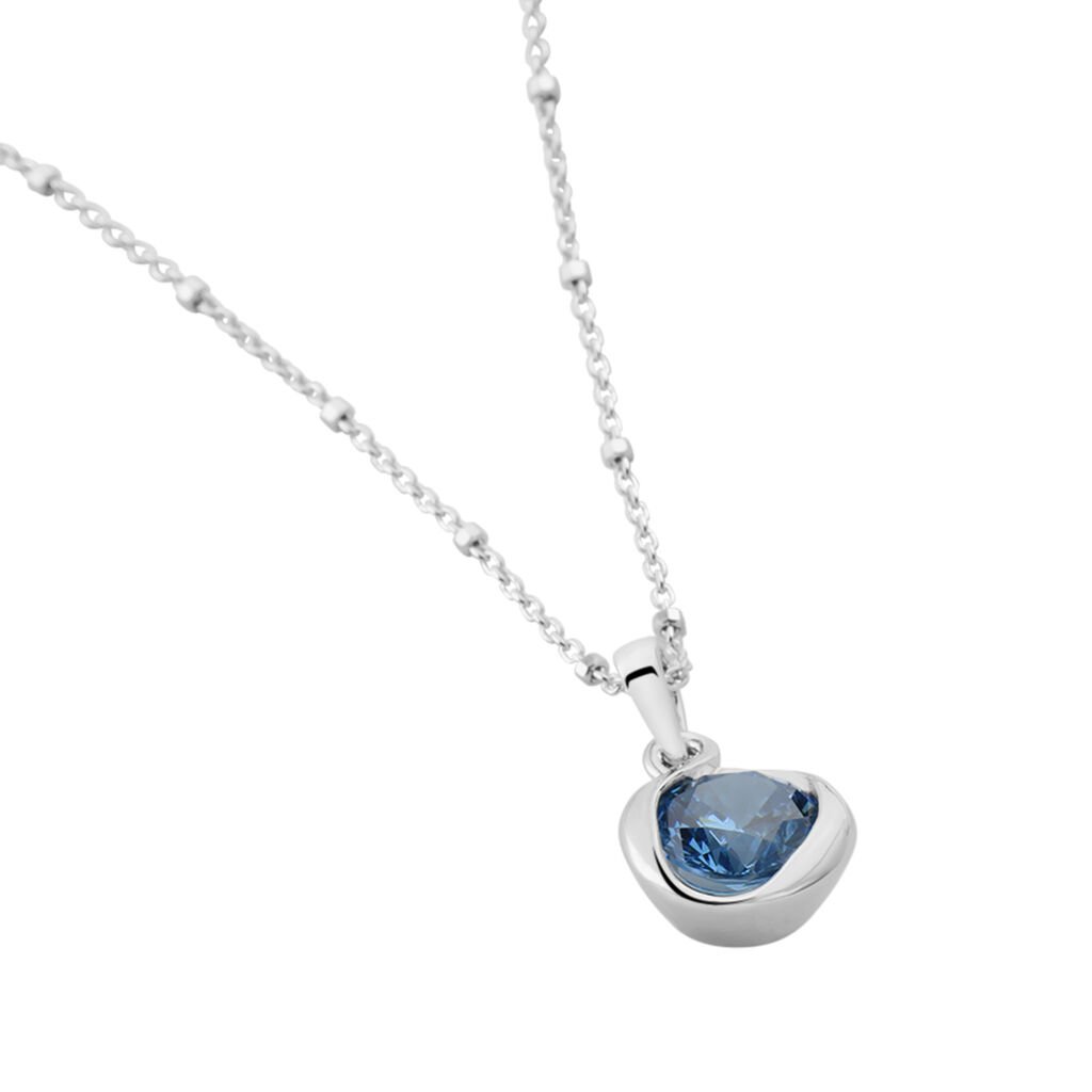 SINEWA Damen Collier Silber Silber 925 Zirkonia Blau 3,06 ct Spirale