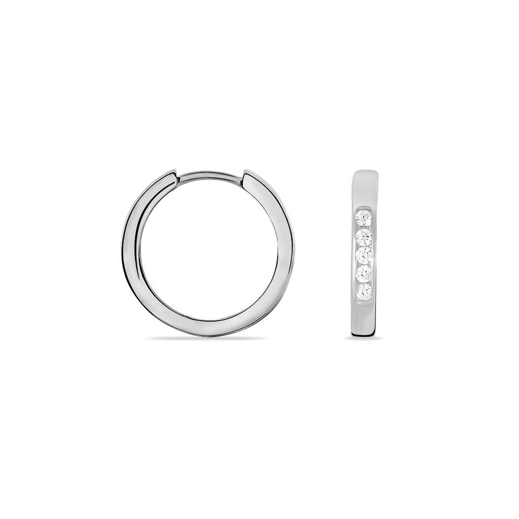 Damen Creolen Silber 925 Zirkonia Wei&szlig; 0,28 ct