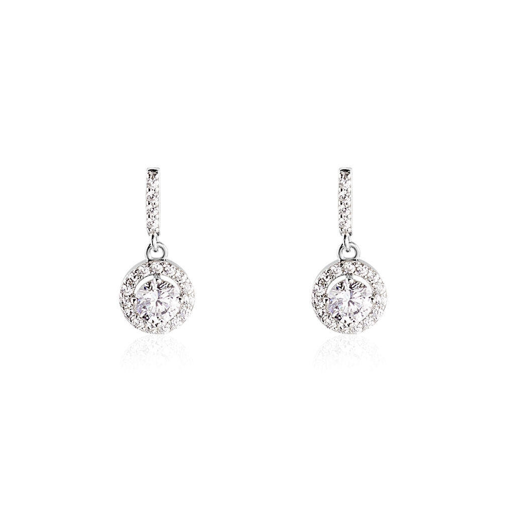 Boucles D'oreilles Argent Rhodie Karolanne Pendantes Forme Ronde - Spannringe Damen | OROVIVO