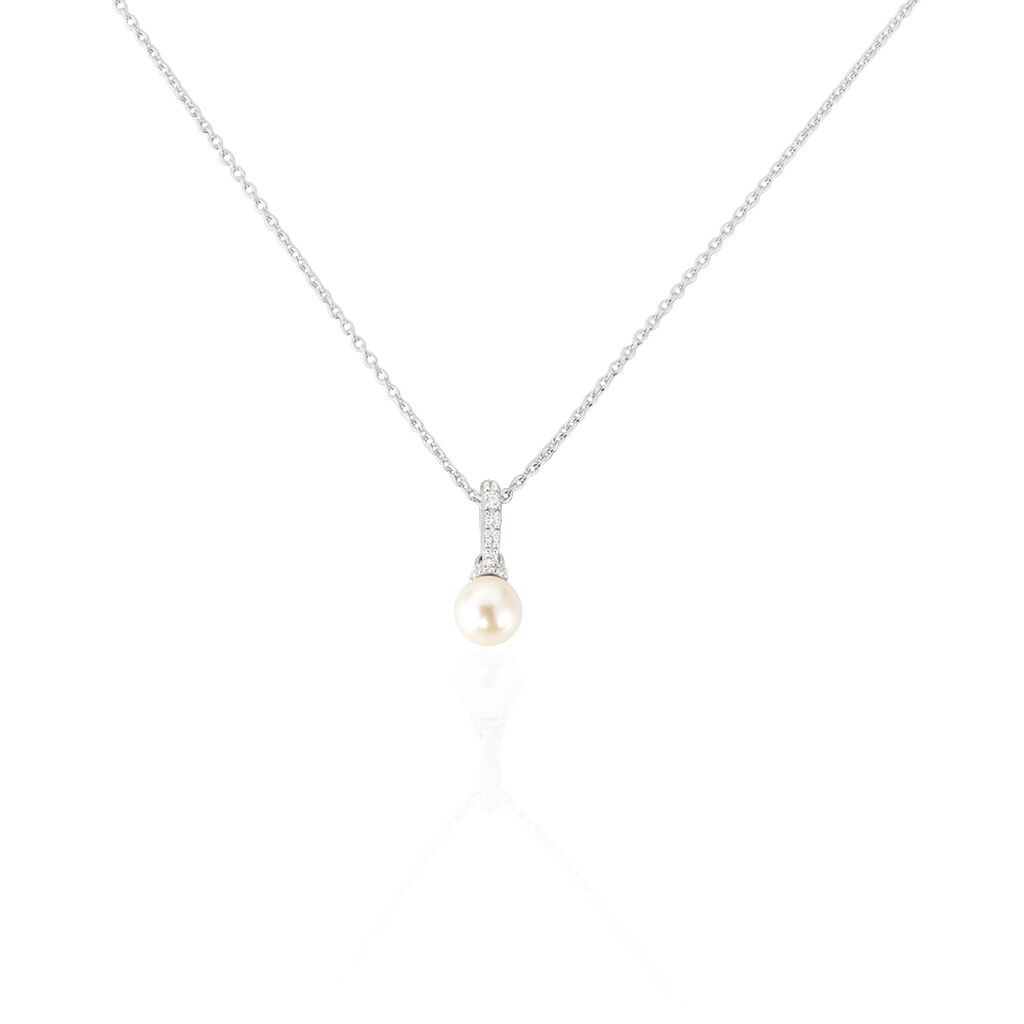 Thumbnail - ANGELA Damen Collier Silber 925 Zuchtperle Perlmutt, Collier mit Stein