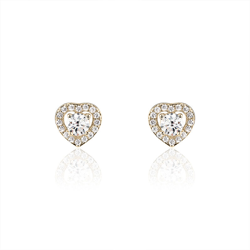 ALAIS Damen Ohrstecker Vergoldet Zirkonia Wei&szlig; 0,21 ct Herz - Ohrstecker Damen | OROVIVO