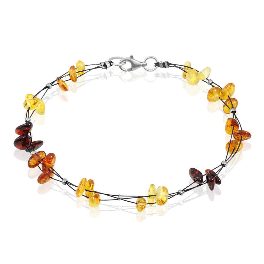 Bracelet Argent Et Ambre Multicolore - Spannringe Damen | OROVIVO