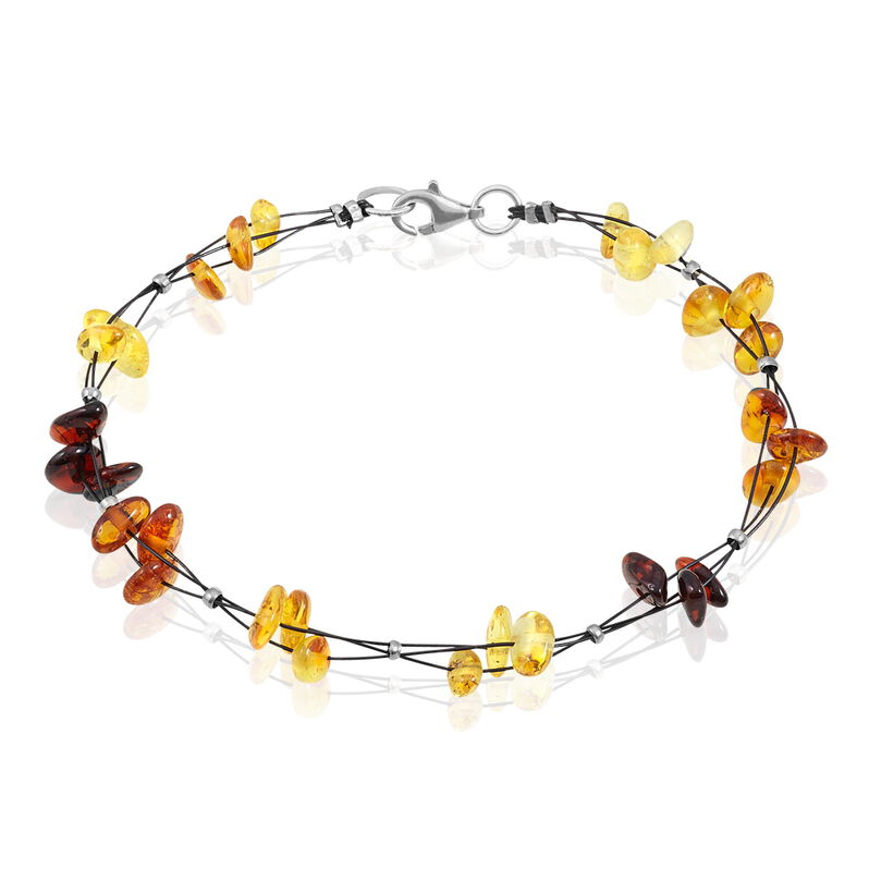 Bracelet Argent Et Ambre Multicolore - Spannringe Damen | OROVIVO