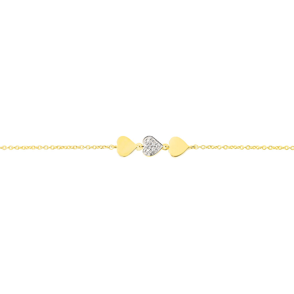 Bracelet Or Jaune Afla Triple Coeur - Spannringe Damen | OROVIVO
