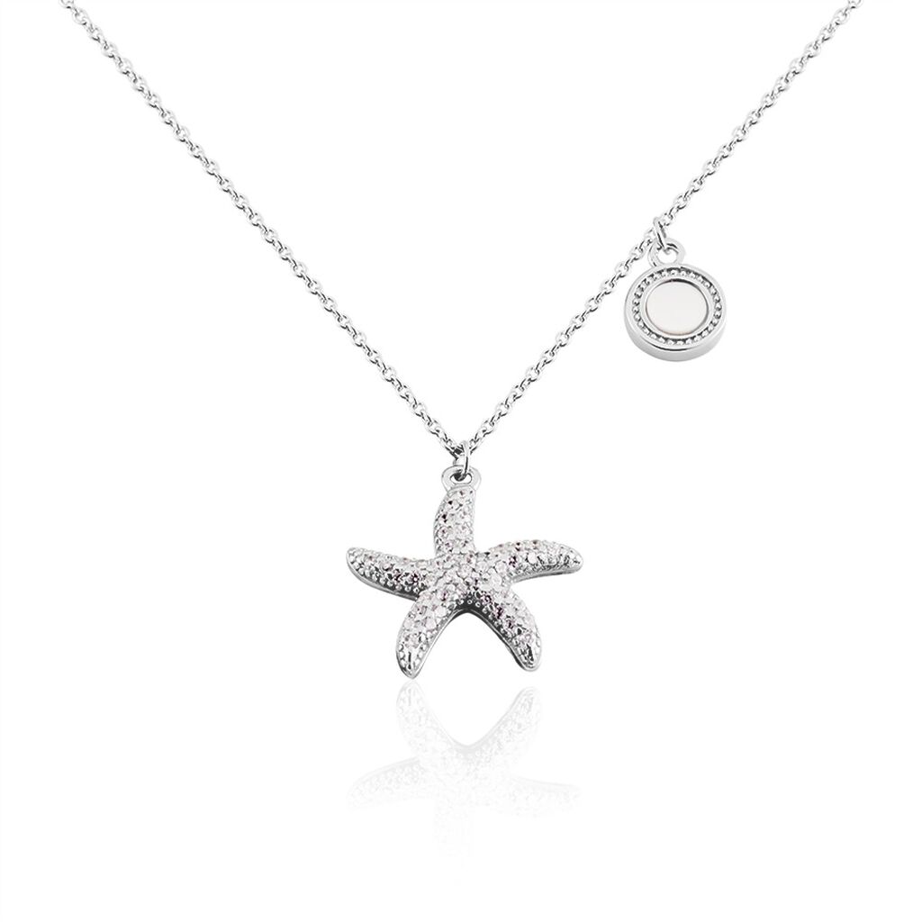 ZVEZDALINA Damen Collier Silber 925 Perlmutt Perlmutt Seestern B 1,1 mm, Collier mit Stein