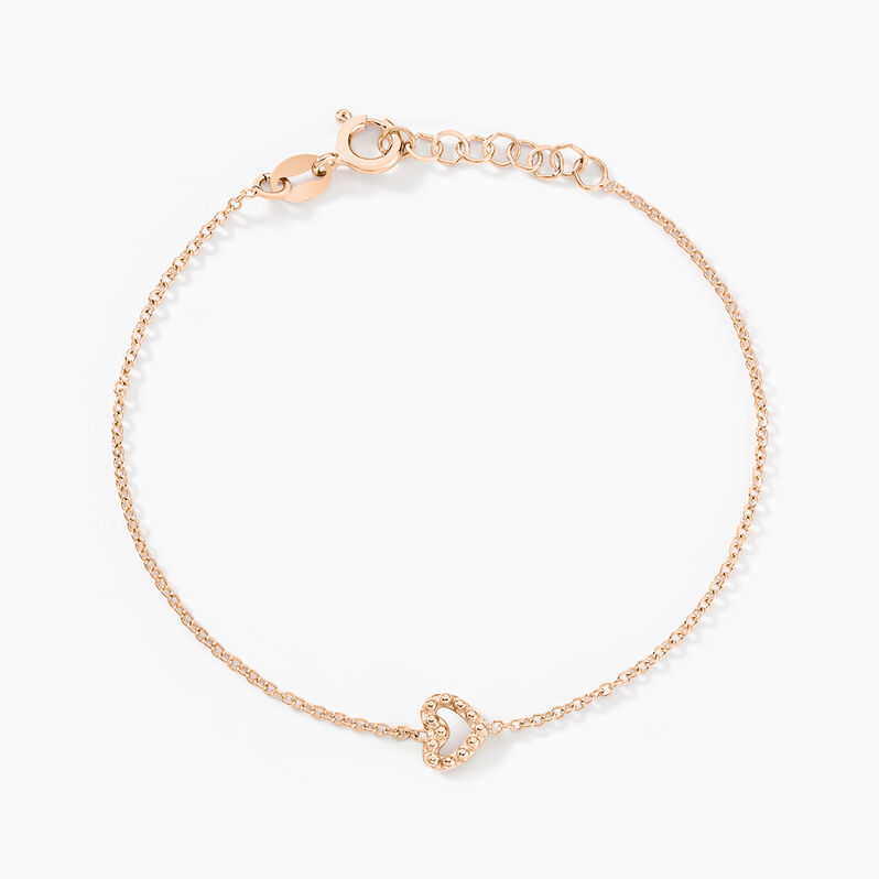 Bracelet Argent Rose Menel Cœur Perle - Spannringe Damen | OROVIVO