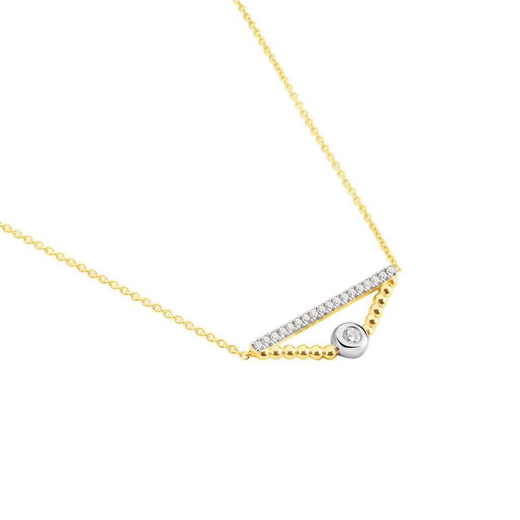 Damen Collier Gold Bicolor 375 Zirkonia Dreieck Lissy - Halsketten Damen | OROVIVO
