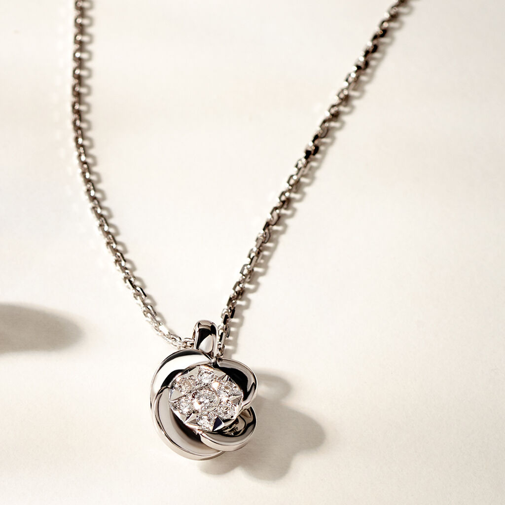 Damen Collier Weißgold 375 Diamant 0,05ct Blume Saxa - Halsketten Damen | OROVIVO