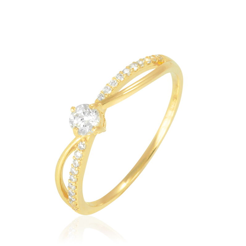 Bague Solitaire Maria-magdalena Or Jaune Oxyde De Zirconium - Spannringe Damen | OROVIVO