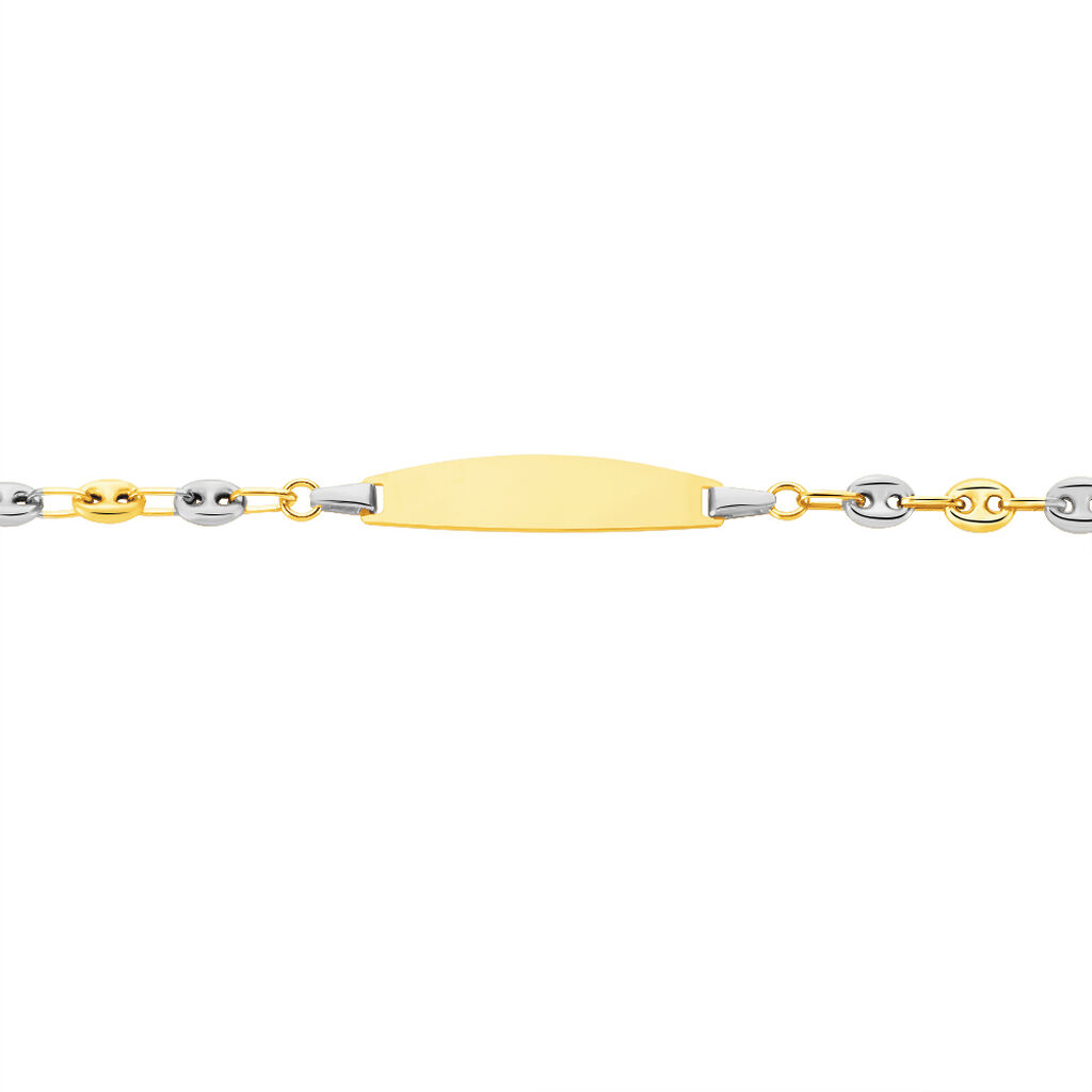 Bracelet Identité Evin Maille Grain De Cafe Or Bicolore - Spannringe Kinder | OROVIVO