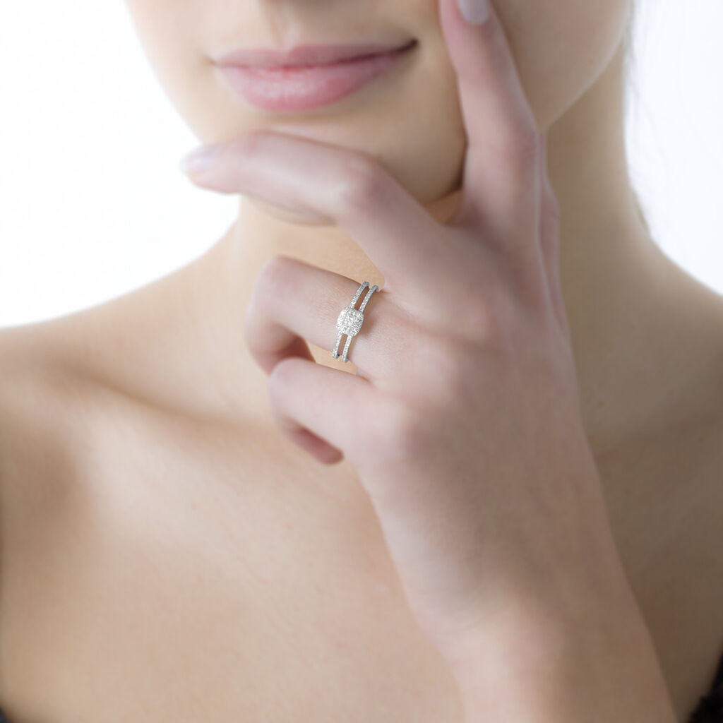 Bague Aude Or Blanc Grenat Et Diamant - Spannringe Damen | OROVIVO
