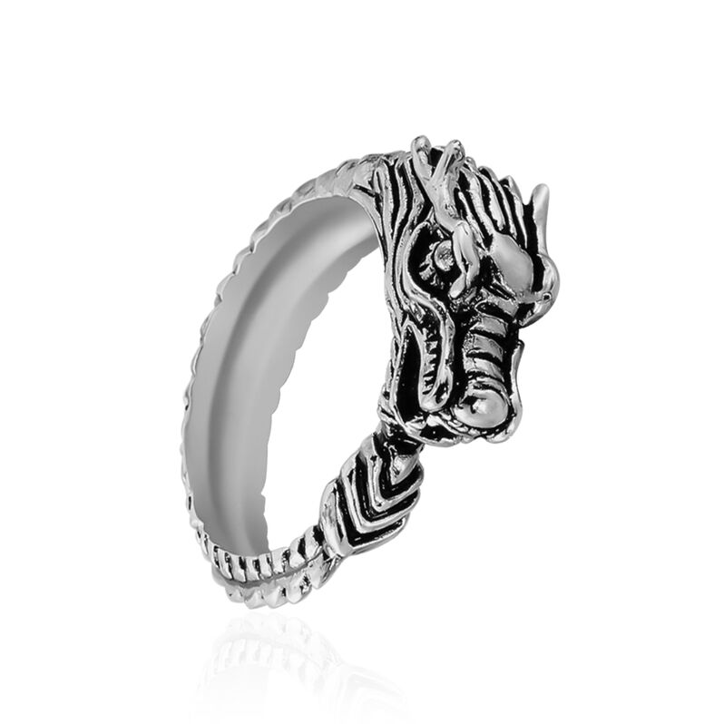 Bague Acier Gris Lacme Tete De Dragon - Spannringe Herren | OROVIVO