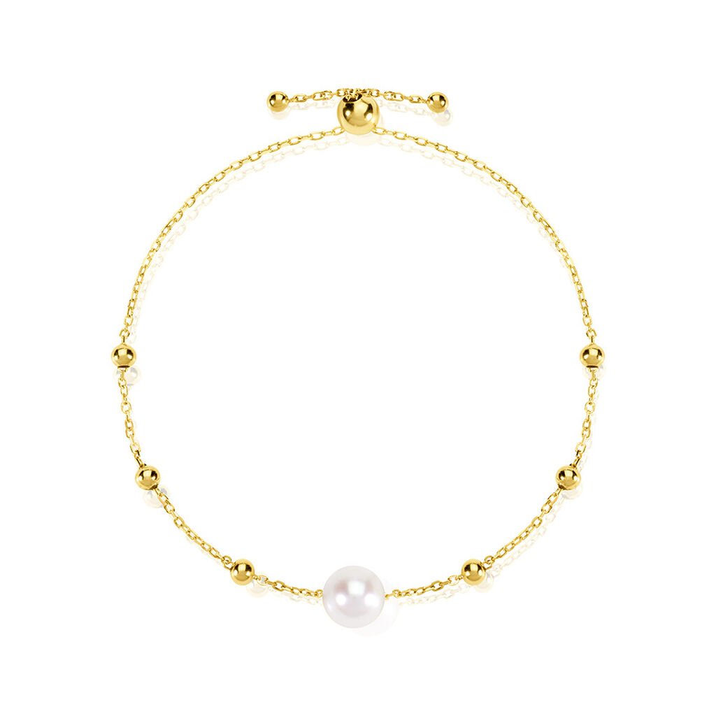 Lorde Damen Armband Silber vergoldet 925 Zuchtperle Wei&szlig;