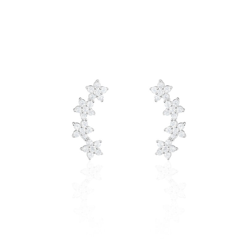 SOHALIA Damen Ohrschmuck Silber 925 Zirkonia Wei&szlig; Blume - Ohrringe mit Stein Damen | OROVIVO