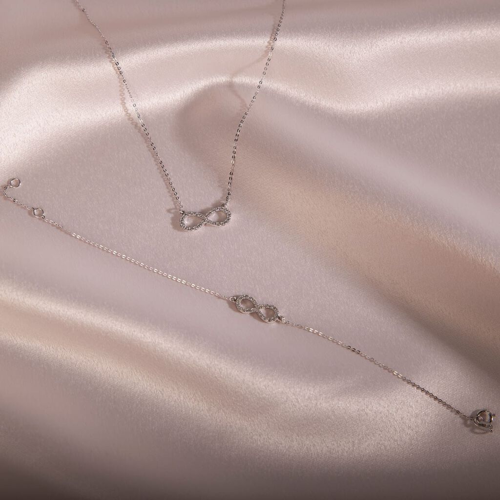 Damen Collier Weißgold 375 Zirkonia Unendlichkeit Klothilda - Halsketten Damen | OROVIVO