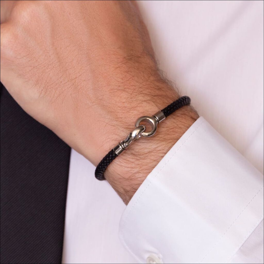 Herren Lederarmband Edelstahl Schwarz - Armbänder Herren | OROVIVO