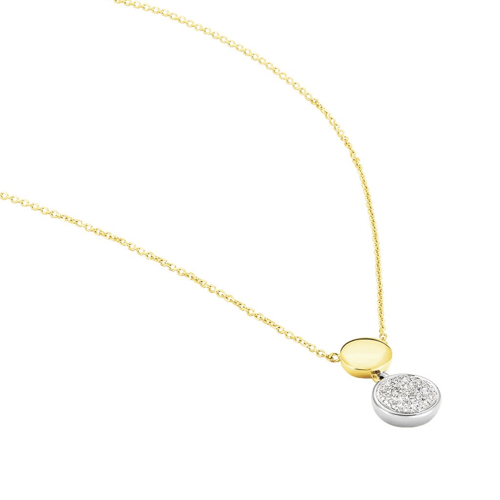Damen Collier Gold Bicolor 375 Diamant 0,12ct Kreis Soft - Halsketten Damen | OROVIVO
