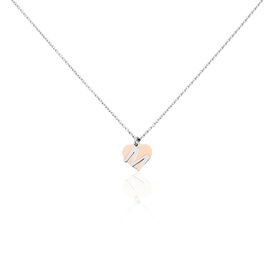 Damen Halskette Silber 925 Bicolor Buchstabe M - Herzketten Damen | OROVIVO