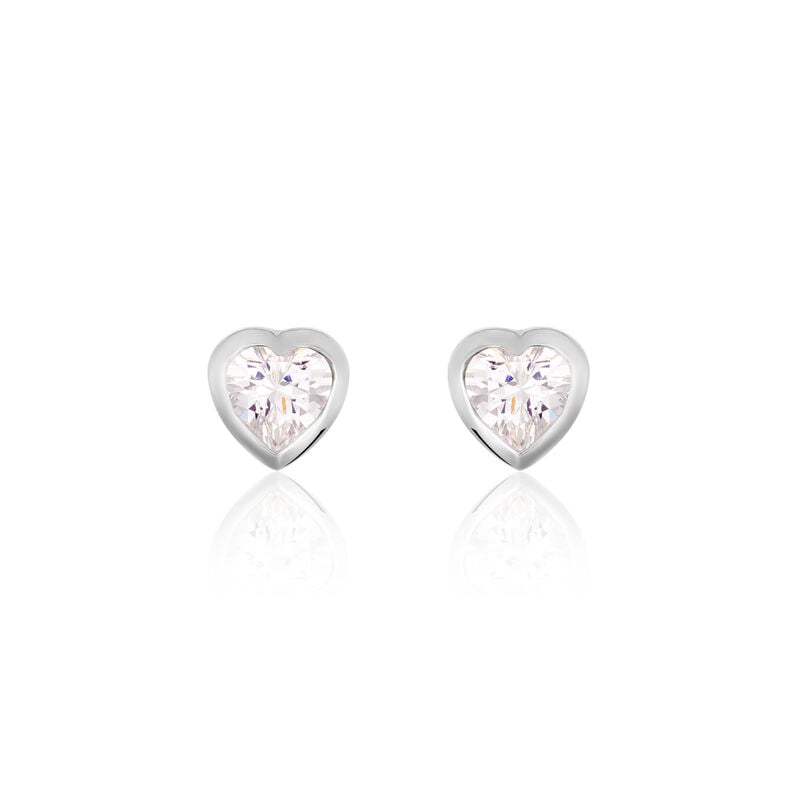 ASHLEY HERZ 15 Damen Ohrstecker Silber 925 Zirkonia Wei&szlig; Herz - Ohrstecker Damen | OROVIVO