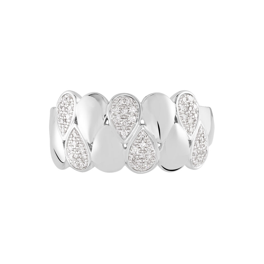 Damen Ring Weißgold 375 Diamant 0,15ct Blütenblatt Tropfen Burbu  - Ringe mit Stein Damen | OROVIVO