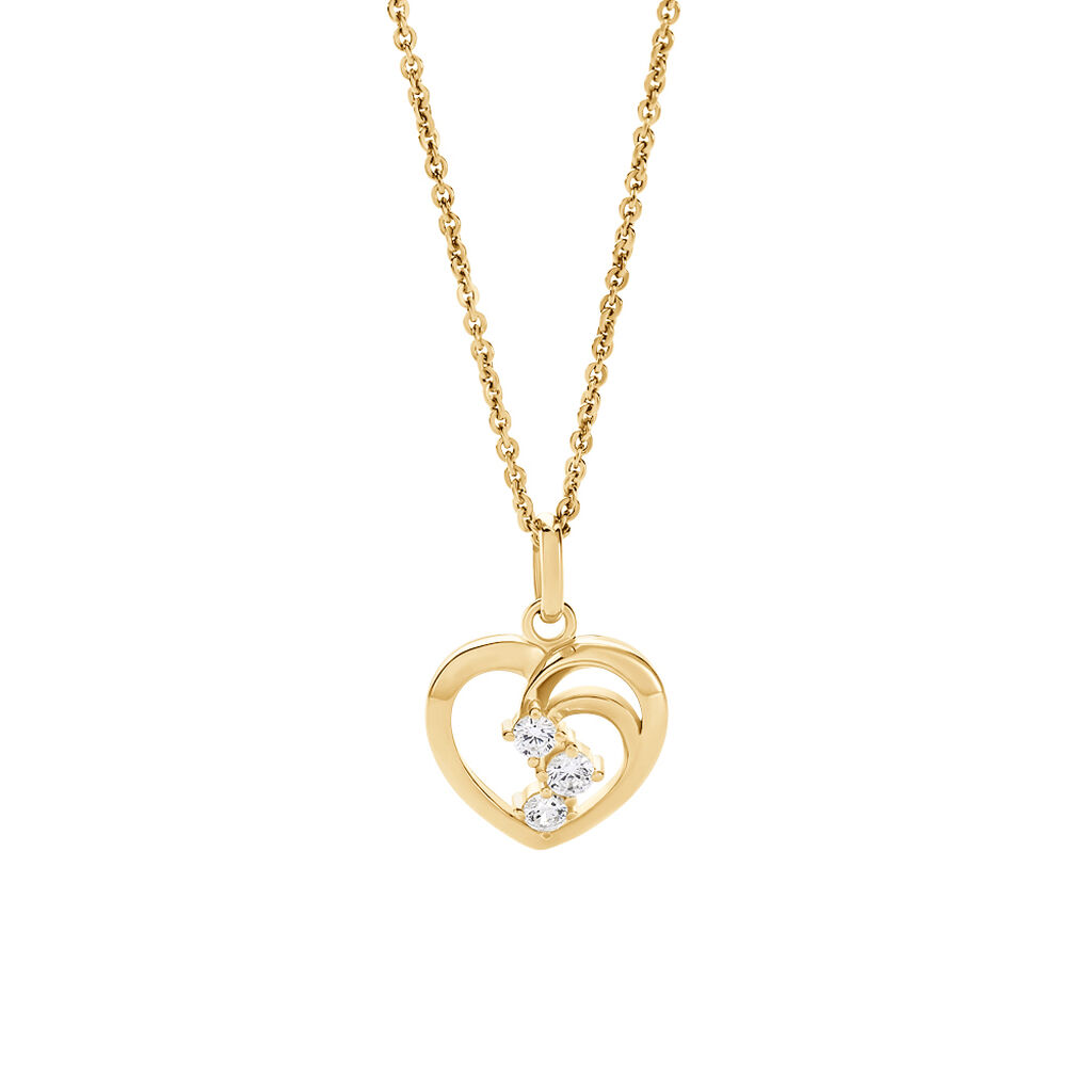TRICOEUR Damen Anh&auml;nger Gold 375 (9 Karat) Andere Steine Wei&szlig; Herz