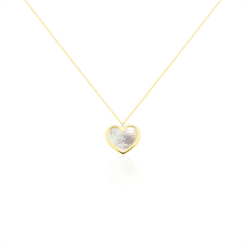Collier Or Jaune Josine Cœur Nacre Blanc - Spannringe Damen | OROVIVO