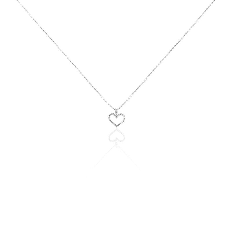 Herz Glamour Damen Collier Wei&szlig;gold 375 (9 Karat) Diamant Wei&szlig; 0,06 ct Herz - Halsketten Damen | OROVIVO