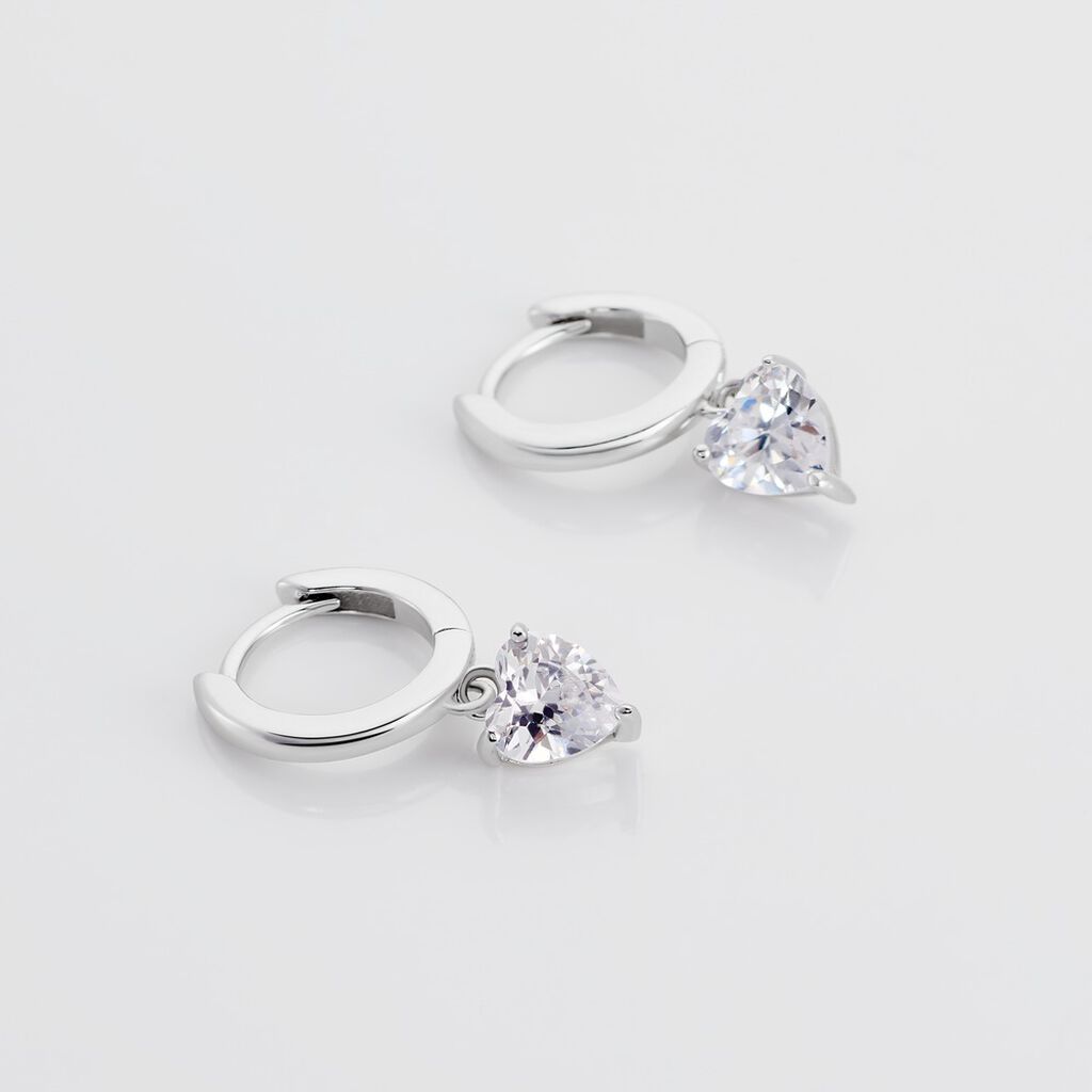 BILLIE Damen Creolen Silber Silber 925 Zirkonia Wei&szlig; Herz