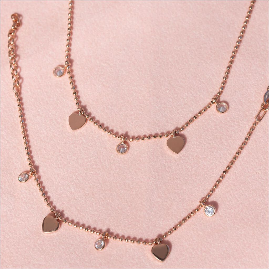 MONNIKA Kinder Collier Silber rosevergoldet 925 Zirkonia Weiß 0,18 ct Herz - Halsketten Kinder | OROVIVO