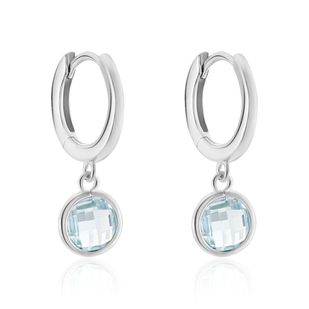 Damen Creolen Silber Silber 925 Zirkonia Blau Kreis Scharikan 9,00mm  - Creolen Damen | OROVIVO