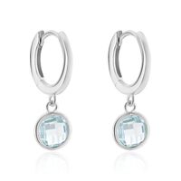 Damen Creolen Silber Silber 925 Zirkonia Blau Kreis Scharika 14,00mm 
