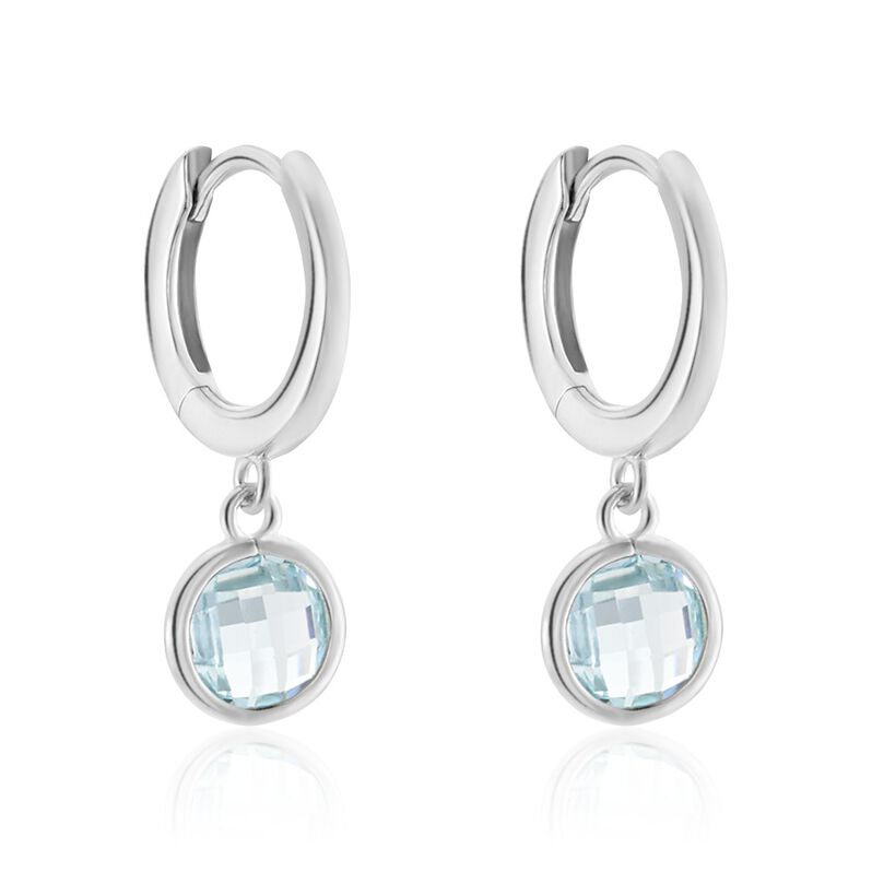 Damen Creolen Silber Silber 925 Zirkonia Blau Kreis Scharikan 9,00mm  - Creolen Damen | OROVIVO