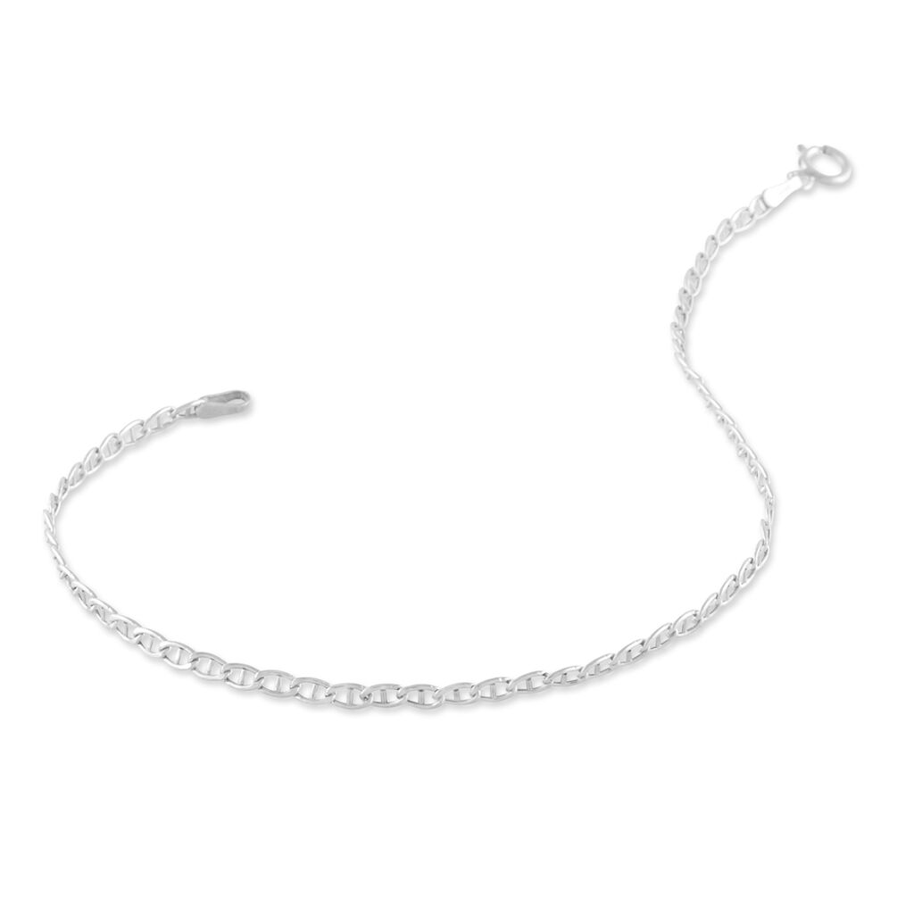 Bracelet Capucin Or Blanc Maille Marine Plate - Spannringe Damen | OROVIVO