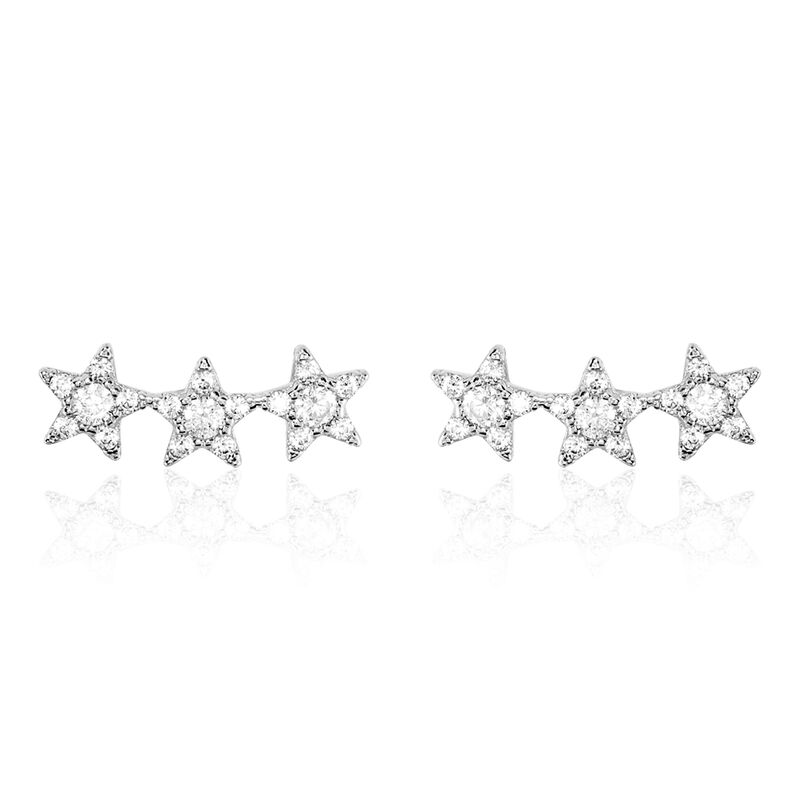 Boucles D'oreilles Puces Soeli Or Blanc Oxyde De Zirconium - Spannringe Damen | OROVIVO