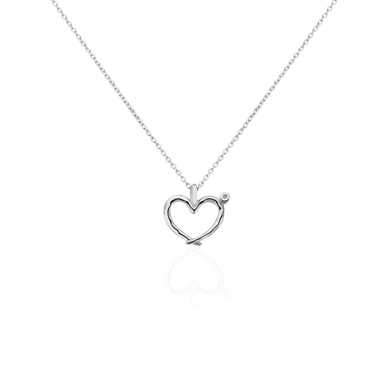 SVEJA Damen Collier Silber 925 Diamant Wei&szlig; 0,01 ct Herz - Halsketten Damen | OROVIVO