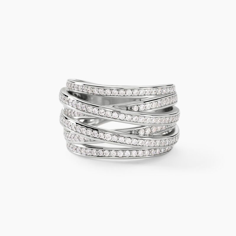 Bague Argent Rhodie Caledonia Multirangs Croises - Spannringe Damen | OROVIVO