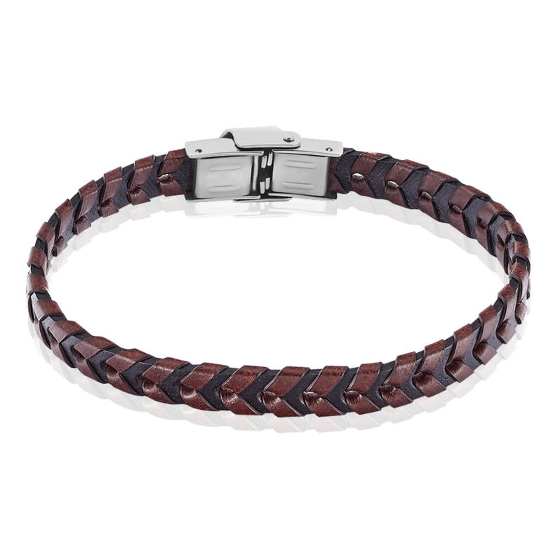 Herren Lederarmband Edelstahl Schwarz Braun - Armbänder Herren | OROVIVO