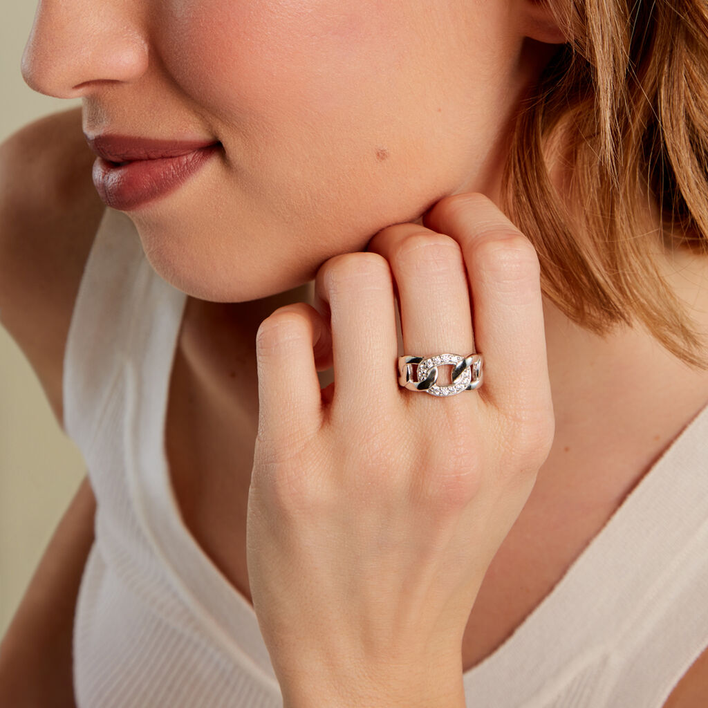 THIA Damen Ring Silber 925 Zirkonia Wei&szlig; 0,1 ct