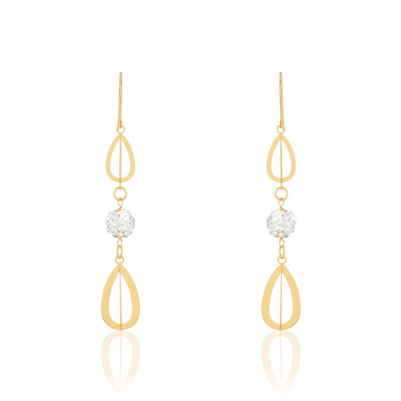 Boucles D'oreilles Pendantes Chayana Or Jaune Strass - Spannringe Damen | OROVIVO