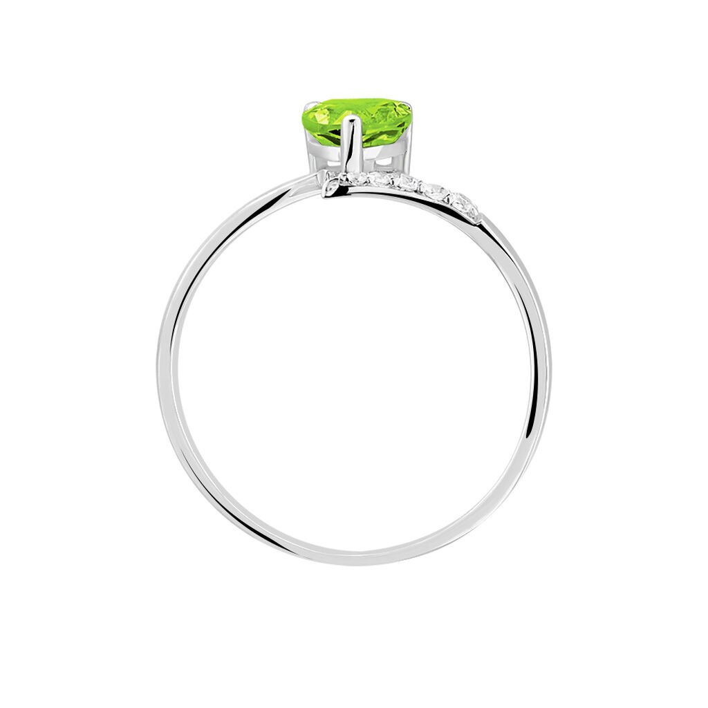 Bague Eva Or Blanc Péridot Et Diamant - Spannringe Damen | OROVIVO