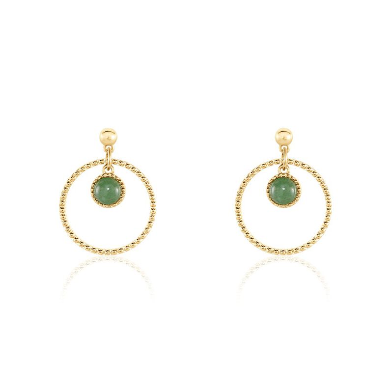 Boucles D'oreilles Pendantes Amalthea Plaque Or Doré Aventurine Vert - Spannringe Damen | OROVIVO