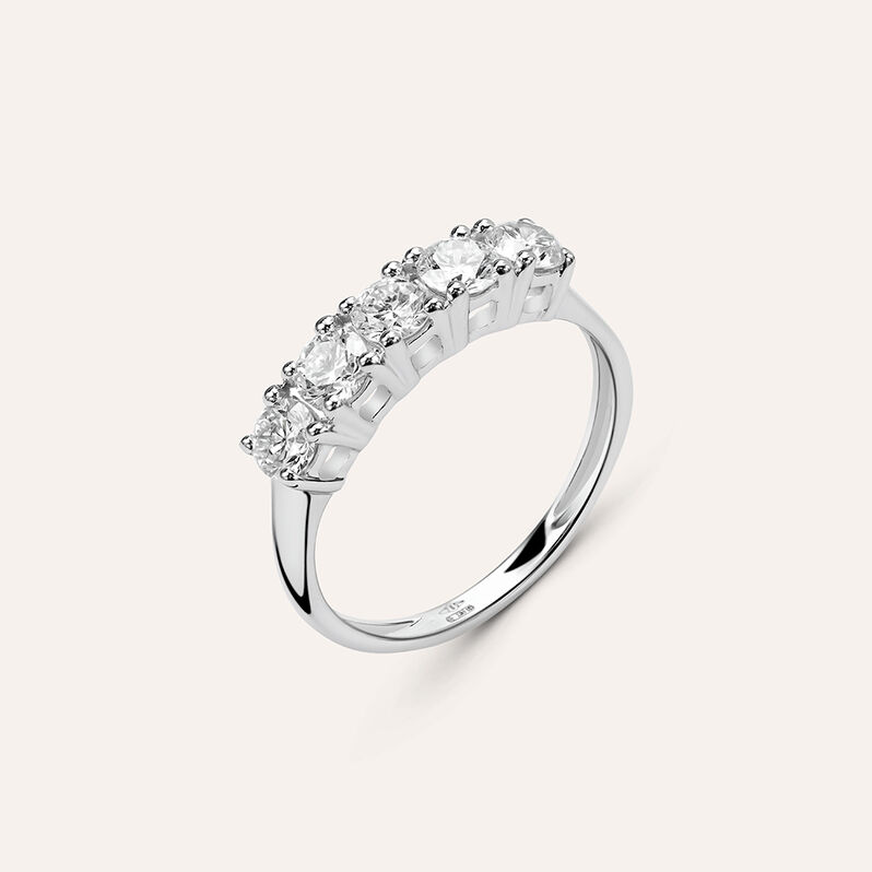 Anello Riviere Diamade Oro Bianco Diamante Lab-Grown - Spannringe Damen | OROVIVO
