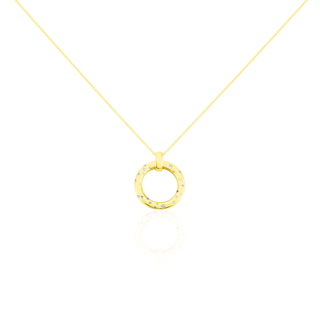 Damen Collier Gold 375 Diamant 0,16ct Kreis Delia Ov - Halsketten Damen | OROVIVO