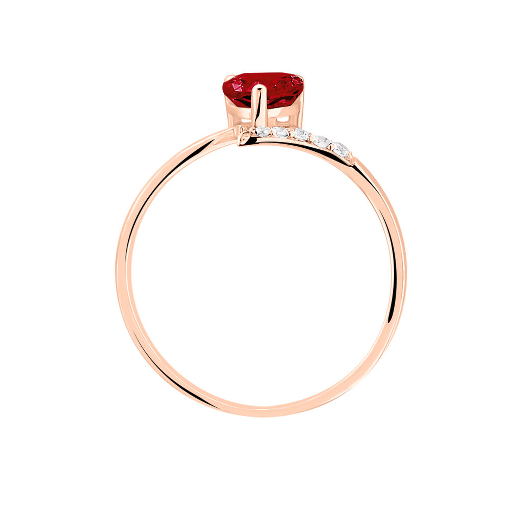 Bague Eva Or Rose Grenat Et Diamant - Spannringe Damen | OROVIVO