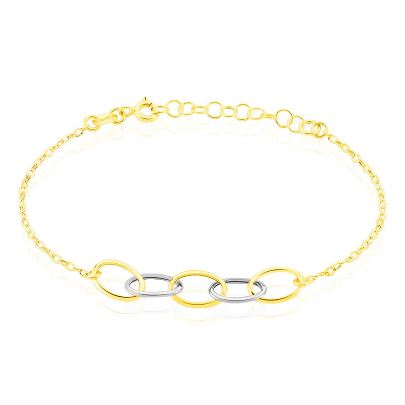 LUCETTE Damen Armband Gold Bicolor 375 (9 Karat) Oval - Armb&auml;nder mit Anh&auml;nger Damen | OROVIVO