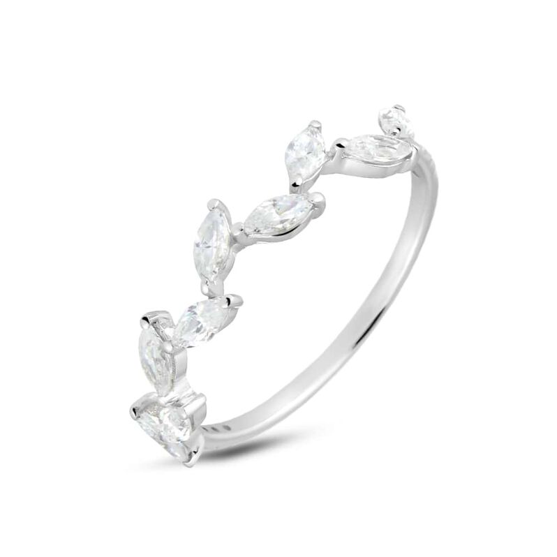 Anello Fantasia Claire Oro Bianco Cubic Zirconia - Spannringe Damen | OROVIVO