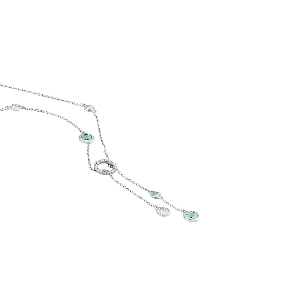 Damen Collier Silber Silber 925 Glas Blau Kreis Sinaya - Halsketten Damen | OROVIVO