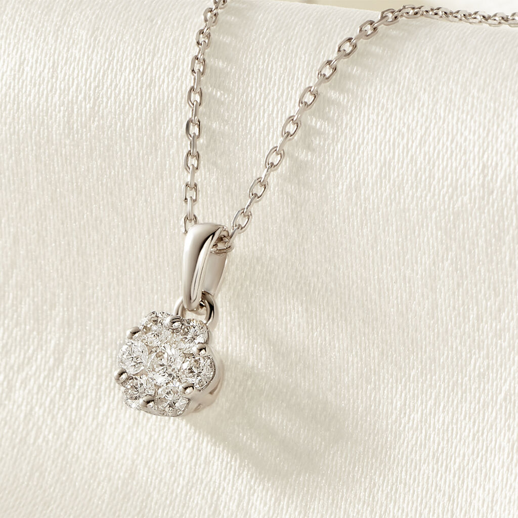 MERULA Damen Collier Wei&szlig;gold 375 (9 Karat) Diamant Wei&szlig; 0,16 ct