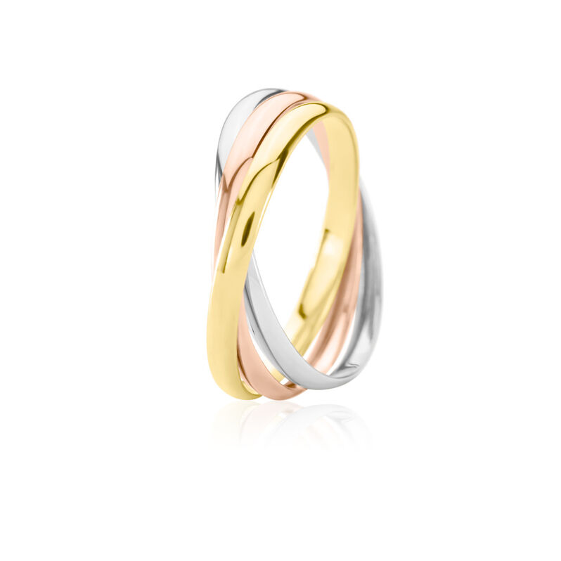 Damen Ring Gold Tricolor Gelb/Silber/Roségold 585 Triple - Ringe Damen | OROVIVO